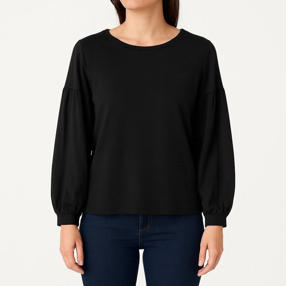 Shop Basic USA Black Long Sleeve Pullover Top Size S - Picture 1 of 4